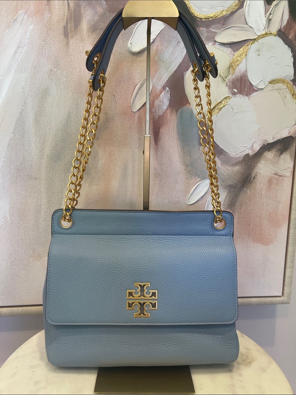 NWOT Tory Burch Britten Convertible Shoulder Bag in Light Blue